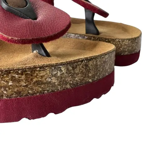 Aerothotic Taiga Sandals Womens 7 37 Toe Post Arch Support Cork Footbed Shoe Red