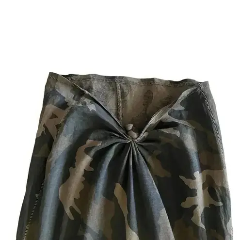 Rag and Bone  Jean Camo Green Black Front Knot Beach Short Sleeves TShirt Sz XS