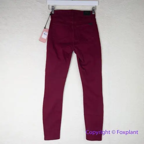 New! Jen 7, 7 for all mankind dark burgundy skinny legging ankle jeans, size 0 Red