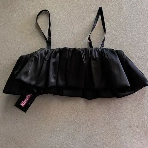 Y2K Flounce Crop Top Black