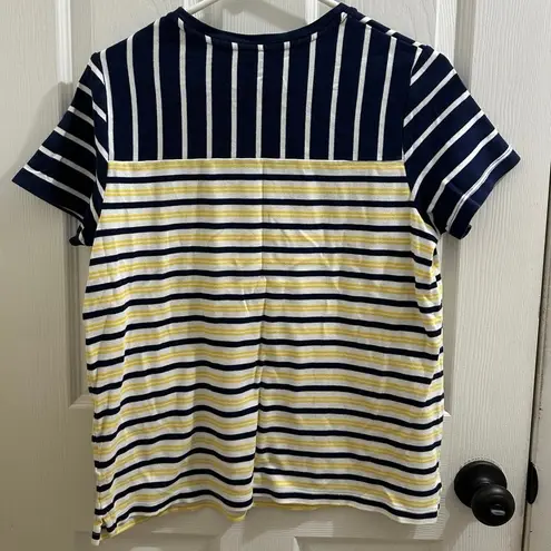 kim rogers Striped Colorblock Short Sleeve Coastal Nautical Cotton Tee Medium M
