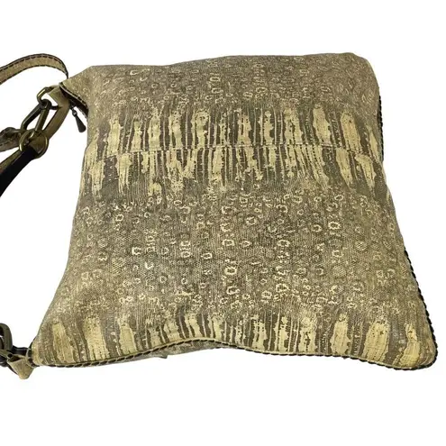 Plinio Visona Snakeskin Print Italian Leather Cream Crossbody Purse Bag