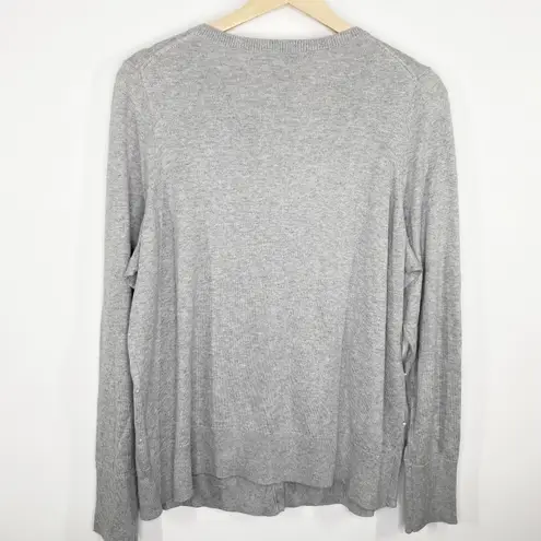 Sejour Women Grey Button Down Cardigan Size 1X Faux Pearl Preppy Feminine Dainty Gray - Image 2