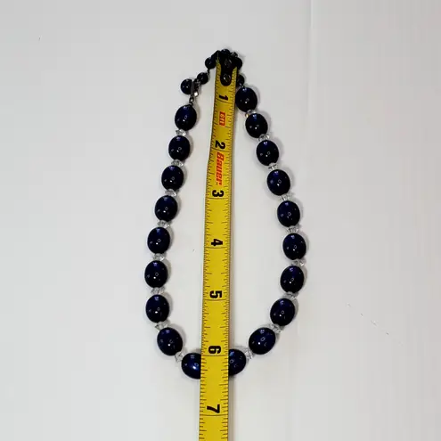 Cobalt Blue Beaded Choker Necklace Shepard Hook 12"
