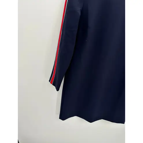 Banana Republic  Navy Blue Crewneck Long Sleeve Shift Dress Red Stripe Women 6