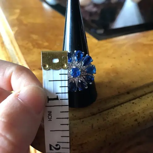 Natural Blue Kyanite Sterling Silver Cocktail Ring Size 10