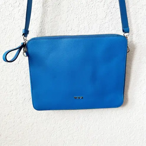 Tumi Prism Royal Blue Leather Tech iPad Mini Tablet Crossbody Bag