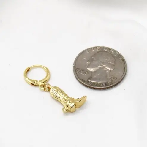 Gold Cowboy Western Boot Earrings