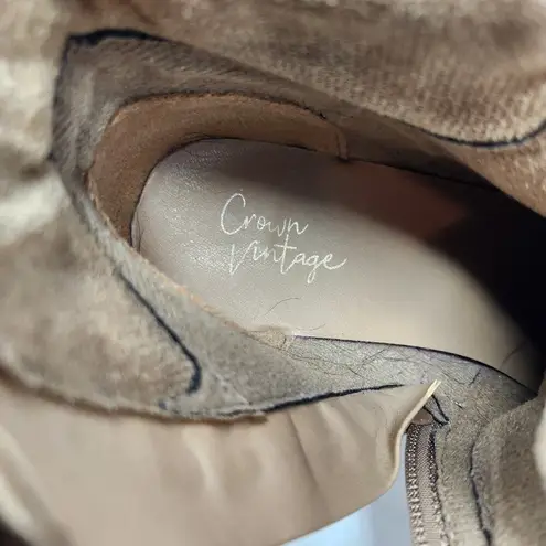 Crown Vintage Charley Ankle Combat Boots Side Zip Lace Up Brown Size 9.5