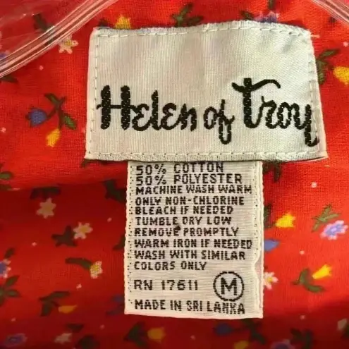 Vintage Helen Of Troy House Coat Mumu Red Size M‎ Excellent Condition pockets Size M