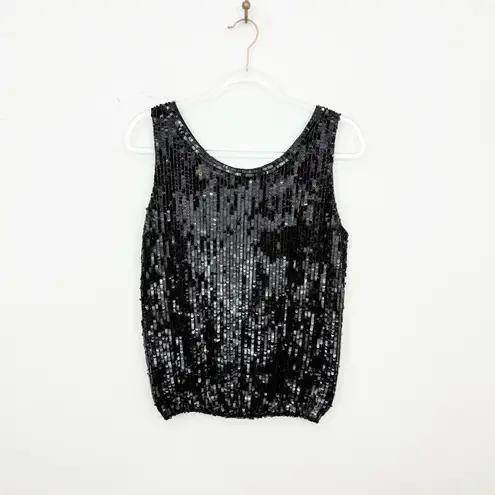Oleg Cassini Vintage 1980s Black Sequin Tank Top