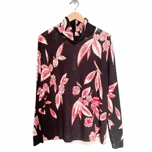 Nic+Zoe NWT Sweater Flowering Tundra Turtleneck Black Multi Size Medium NEW - Image 2