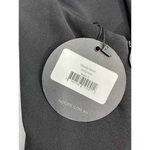 Nookie Womans  Honey Gown Maxi Small Black Strapless Scuba Crape Front Slit NWT