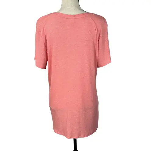 Green Tea X-Large Tunic Top Ribbed Short Sleeve Round Neck Stretch Twist Front