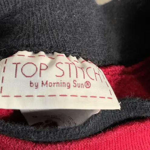 Vintage 90s Red Cat Sweatshirt Rhinestone Velvet Applique Crewneck Small Kitsch