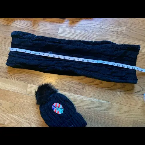 NWT Winter black cable knit Beanie Hat Scarf Set