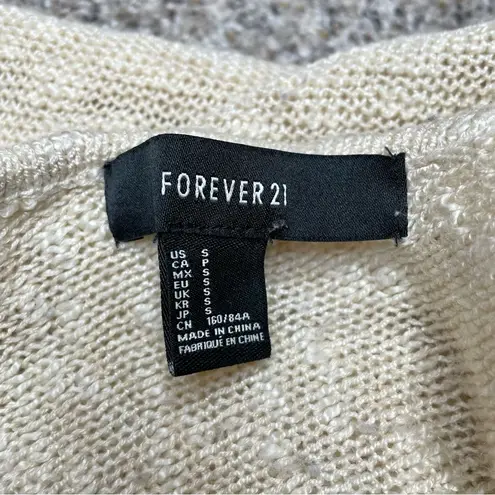 Forever 21 Keyhole Open Back Long Sleeve Sheer Knit Sweater in Cream Tan Small