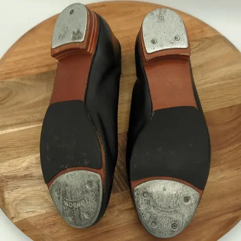 La Mendola Black Leather Tap Dancing Shoes Woman's Size 5 Lace Up Heel Black