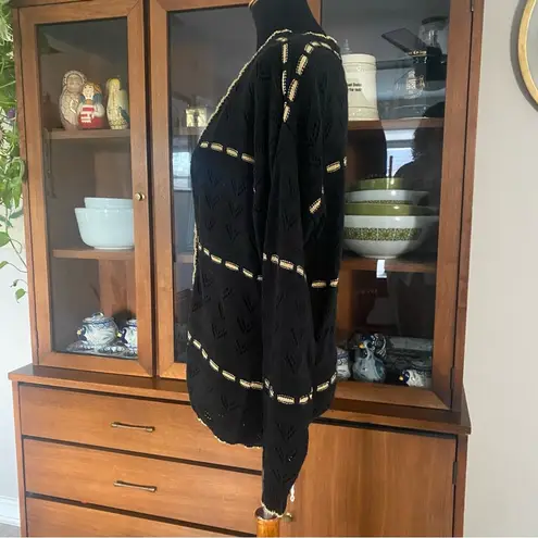 Vintage Black & Metallic Gold Blair Boutique Button Down Oversized Cardigan
