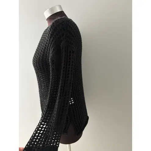 Zesica Open Knit Sweater Size S Black Crochet Cover Up Beach Witchy Goth Rave