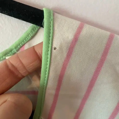 LAKE Women's size Medium Pink White Green Sleepshirt Pajama Top Cotton PJs