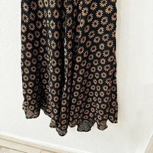 Salaam Black Daisy Tank Sleeveless Ruffle Flowy Boho Dress Size S