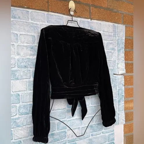 Ramy Brook Womens Jaxon Velvet Long Sleeves Cropped blazer top size medium