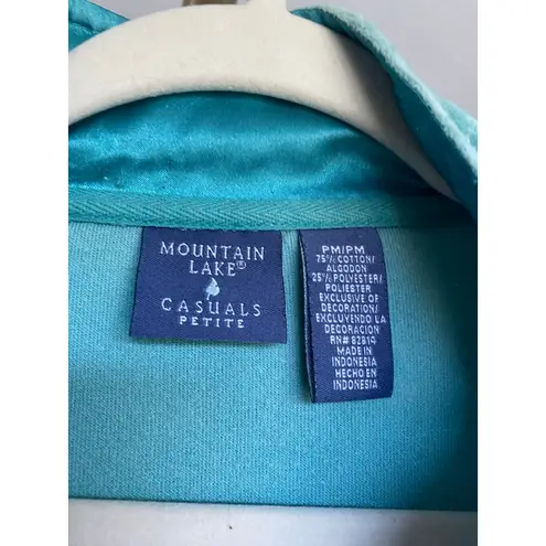 Mountain Lake Velour Zip Jacket Cotton Aqua Blue Vintage Y2K Streetwear Cozy 90s
