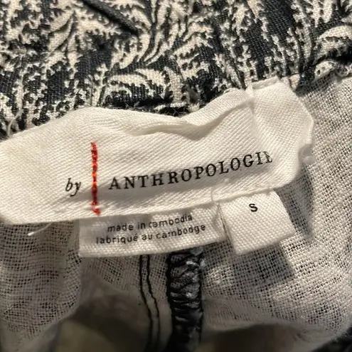 Anthropologie  Rhys Utility Linen Blend Abstract Printed Joggers Black White