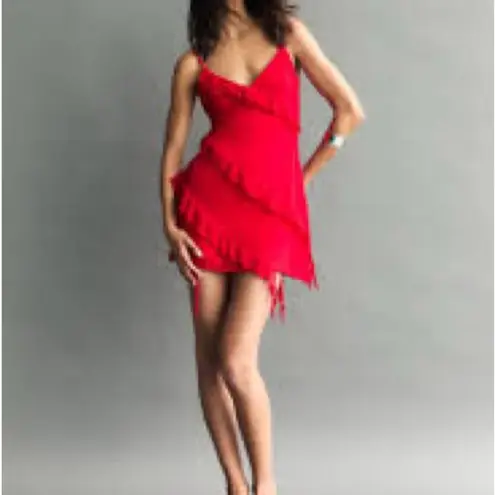 Pull&Bear Ruffled Red Mini Dress Size XS