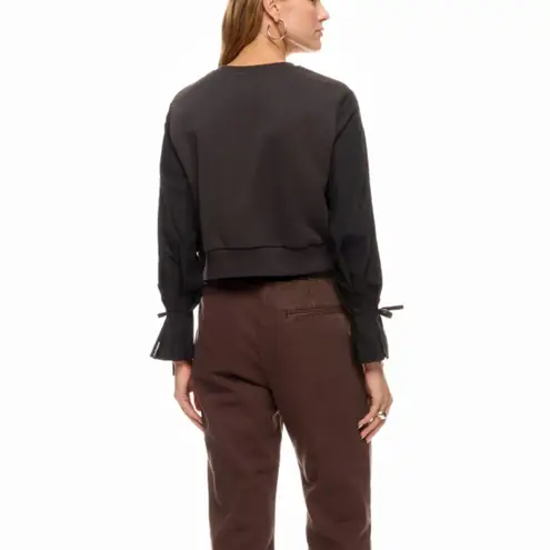 3.1 Phillip Lim Gray Crop Sweatshirt SMALL Whimsigoth Tie Sleeves Designer $300