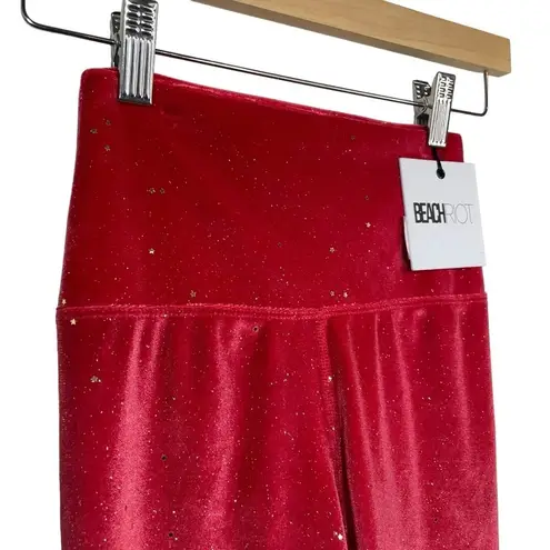 Beach Riot NWT Glitter Bike Short in Fiery Red Velvet Size XS