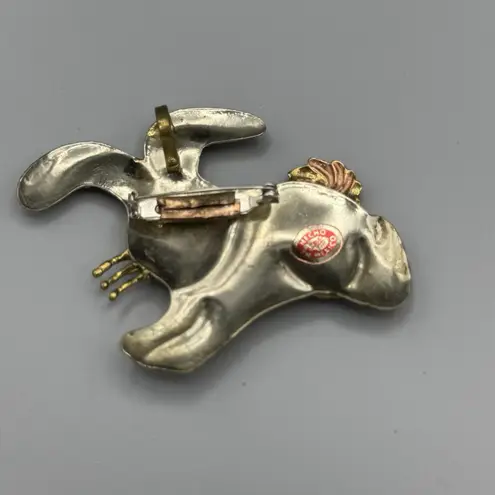 Vtg Bunny Rabbit Shaped Brooch Pendant 90's Hecho en Mexico Mixed Metal Jewelry Size 0