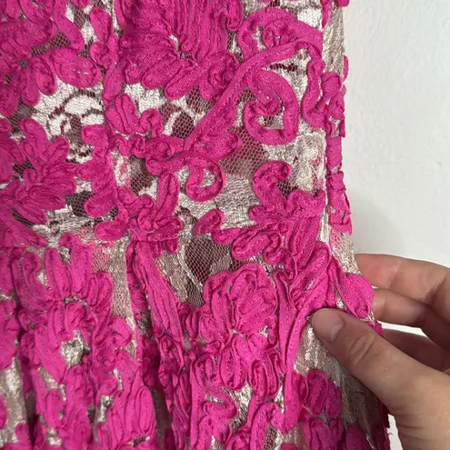 Yoana Baraschi Anthropologie Jardim Dress Pink Floral Lace Party Cocktail Size 6