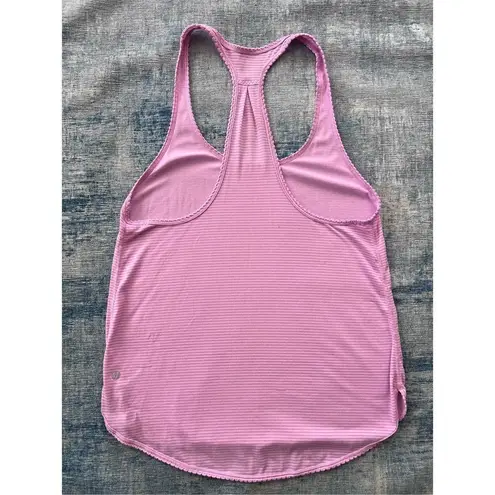 Lululemon  Micro Stripe Pink 105 F Singlet Racerback Tank Top Size 8