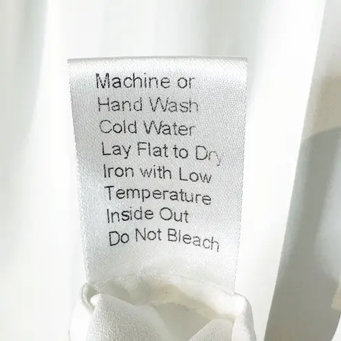 Ming Wang Sleeveless Crepe De Chine Pleated Collar White Tank Blouse Shirt Sz M