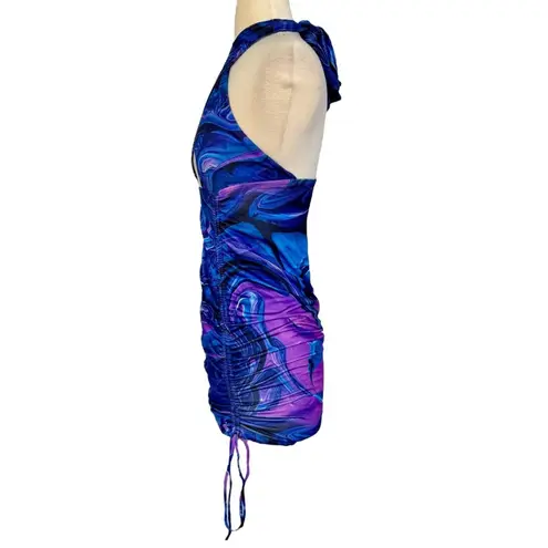 THATS SO FETCH Swiss Marble Mini Ruched Halter Bodycon Dress Sexy Club Dance 8