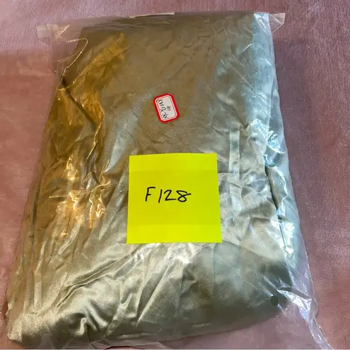 NWOT light green satin sleeveless Mother of the Bride dress wrap around size 14