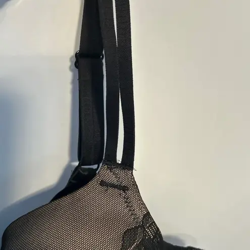 Wacoal Black Lace Overlay Tulle Balconette Bra 36DDD