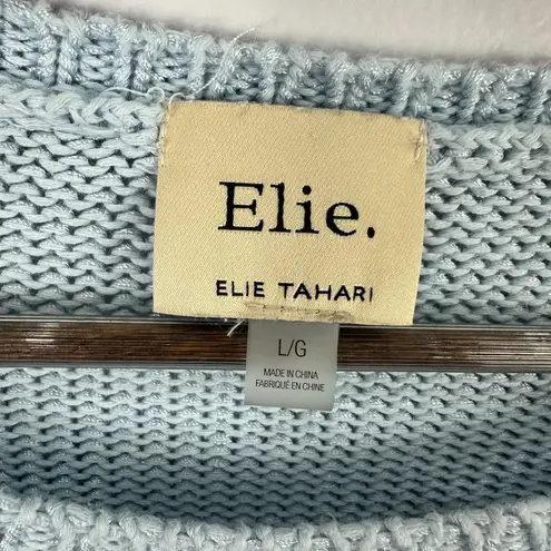 Elie Tahari Elie Tahari Sweater Womens L Blue Knit Pullover Minimalist Quiet Luxury Preppy