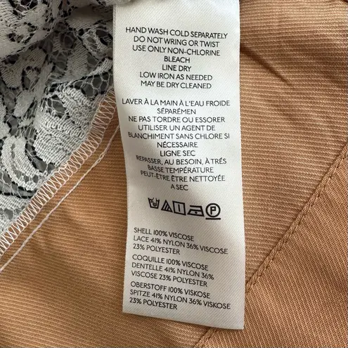 Maeve Anthropologie Lace Long Sleeve Paneled Cropped Rugby Top Black Tan Size S