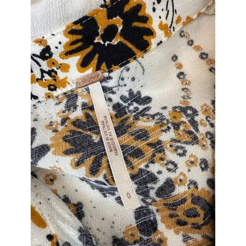 Free People  Tough Love Floral Shirt Long Sleeve Midi Length Wrap Dress Size 0