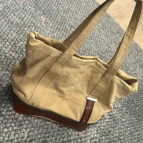 Polo Ralph Lauren Vintage 90's Canvas leather Tote Bag Multi Pocket Khaki Tan
