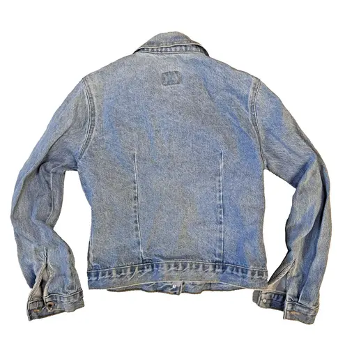 Vintage Authentic Real Ellemenno Denim Jacket Button Pockets Light Wash Medium Blue