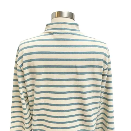 YMC Long Sleeve Striped Mock Neck Top Blue
