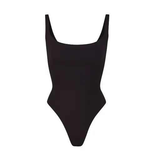 SKIMS Fits Everybody Square Neck Bodysuit in Onyx, Size XXS