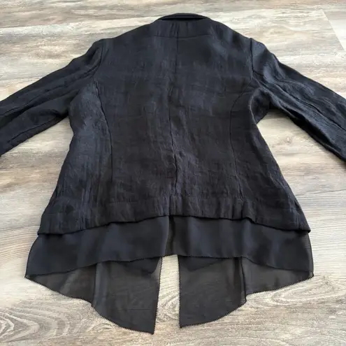 Simply Vera Vera Wang Black Blazer Jacket Small Linen Blend Chiffon Lightweight