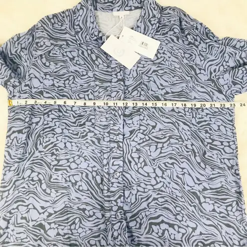 Johnny Was CALME Double Pocket Shacket Button Down Shirt Blue Size Medium New