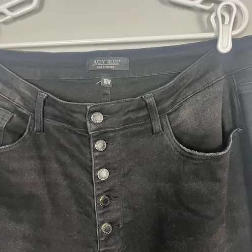 Judy Blue High Rise Button Fly Wide Leg Crop Jeans- Ivory Gem size 18 W