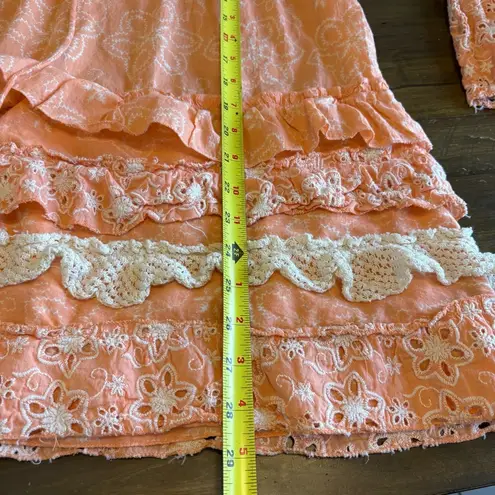 L&B  Embroidered Eyelet Tiered Top Ruffle Flare Bell Sleeves XL XXL 3/4 Sleeve